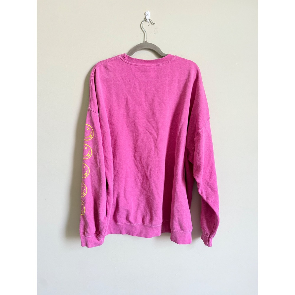 Urban Outfitters Nirvana Smile Overdyed Crew Neck Sweatshirt Pink L/XL Pullover - Picture 2 of 3